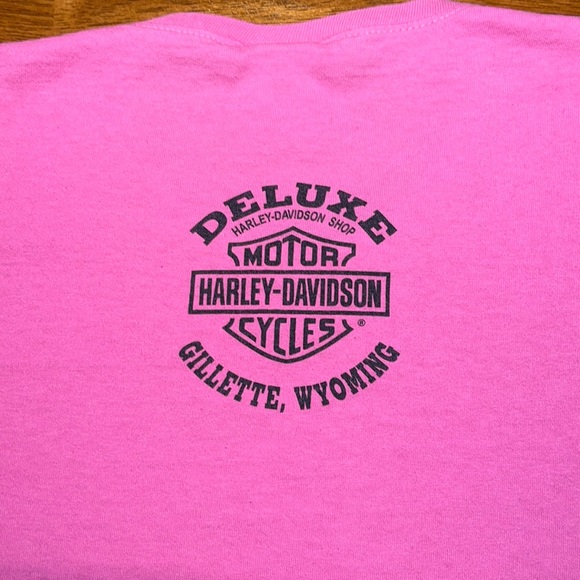 Pink Deluxe HD Gillette Wyoming Harley Davidson T-shirt. Size Med - Picture 5 of 5